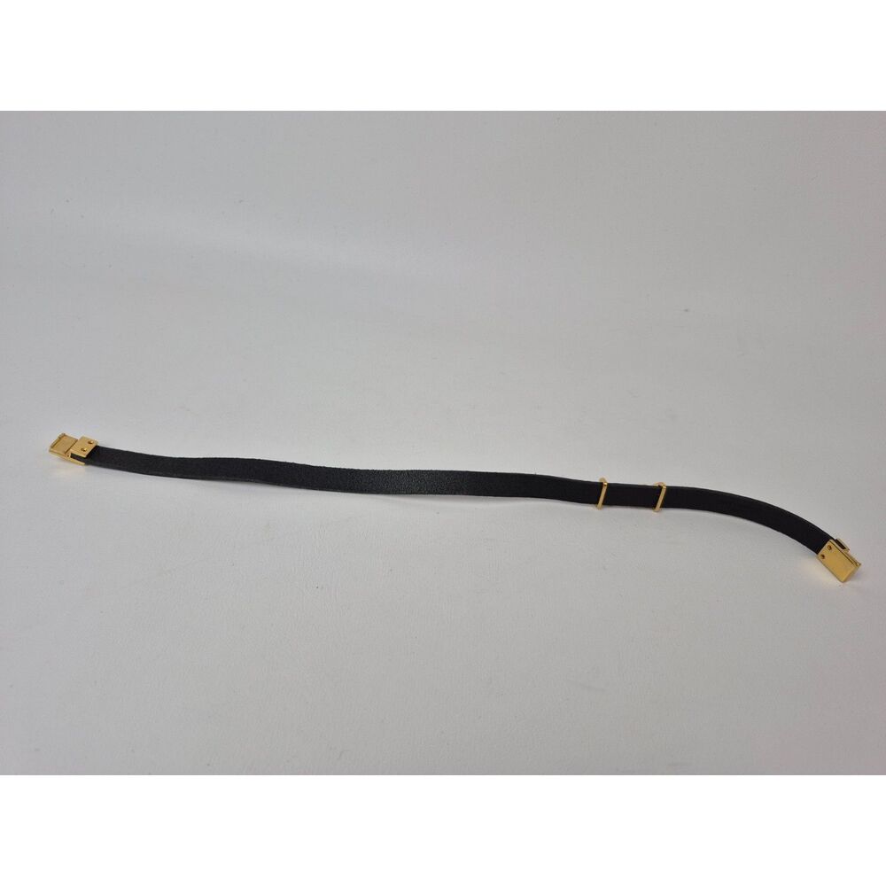 Saint Laurent Women's Black Gold Cassandre Opyum Double Wrap Leather Bracelet - Picture 4 of 5
